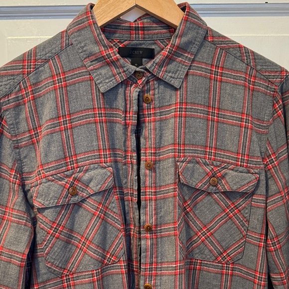 J. Crew Gray and Red Plaid Button-Down Shirt - Picture 4 of 4